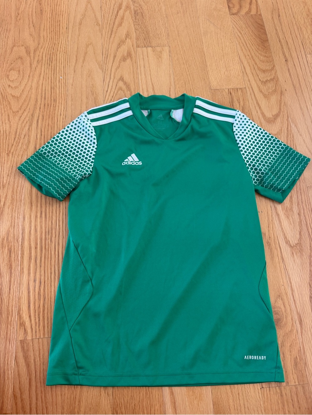 adidas Green Short Sleeve AEROREADY Training Jersey with White Accents